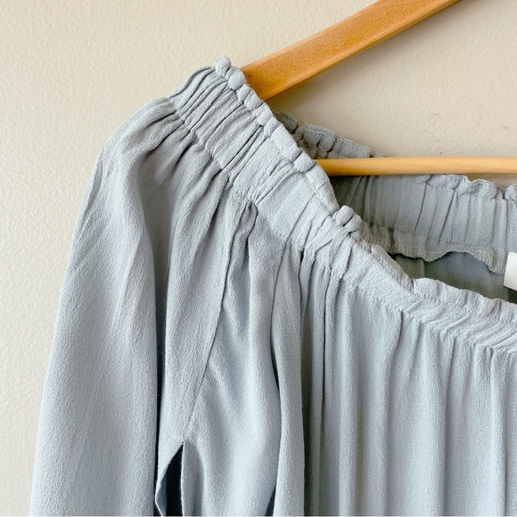 Astr Blue shirt grey off the shoulder top medium NEW with TAGS! women's blouse - Picture 6 of 11
